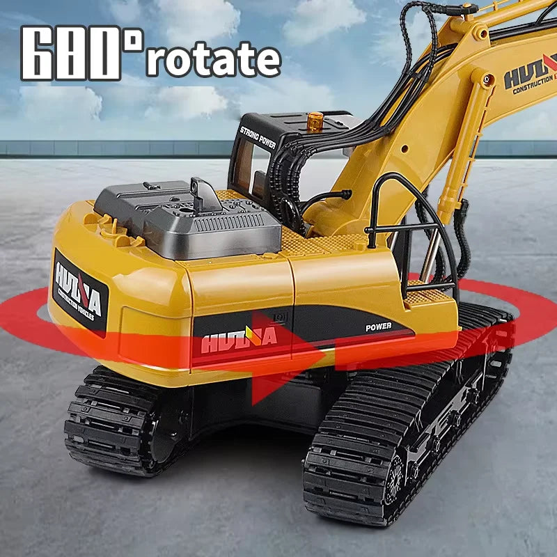 Huina 550HD 1:14 Alloy Remote Control Excavator 21CH Metal Digging bucket Construction Vehicle 2.4G Wireless Large Excavator Toy