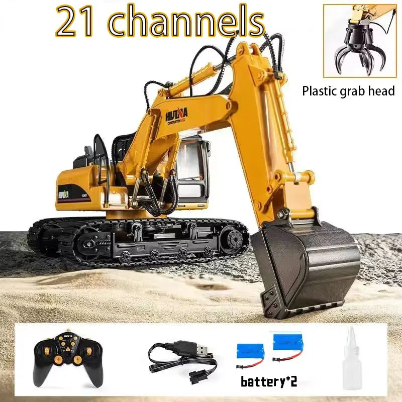 Huina 550HD 1:14 Alloy Remote Control Excavator 21CH Metal Digging bucket Construction Vehicle 2.4G Wireless Large Excavator Toy