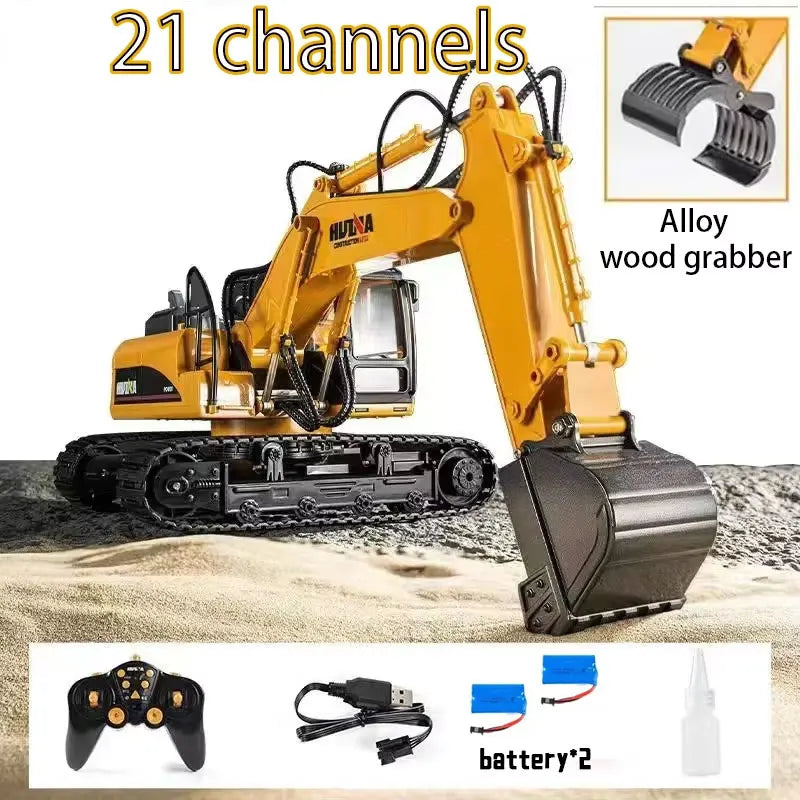 Huina 550HD 1:14 Alloy Remote Control Excavator 21CH Metal Digging bucket Construction Vehicle 2.4G Wireless Large Excavator Toy