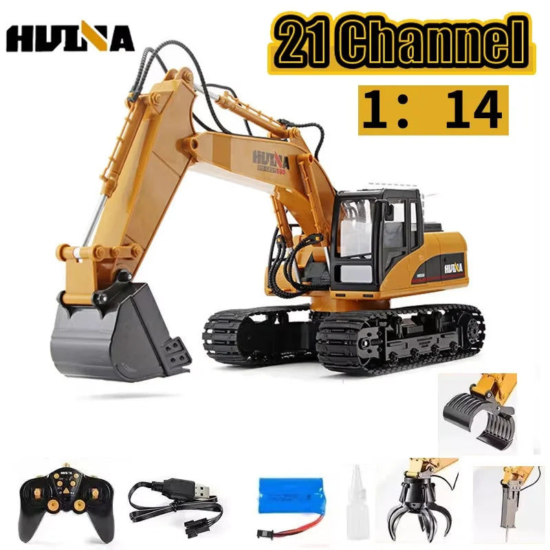 Huina 550HD 1:14 Alloy Remote Control Excavator 21CH Metal Digging bucket Construction Vehicle 2.4G Wireless Large Excavator Toy